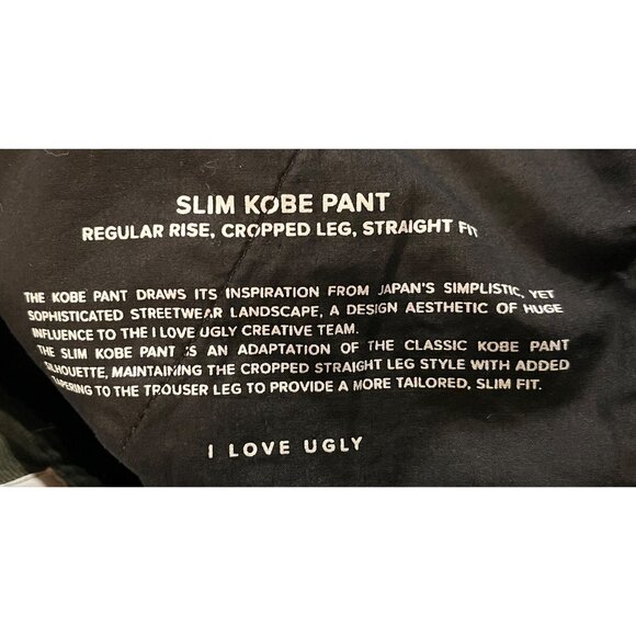 I Love Ugly Medium Olive Green Corduroy Slim Kobe Cropped Leg Straight Fit Pants - Picture 7 of 8